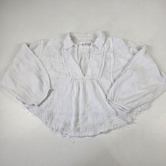 We The Free Tops - We The Free Shirt Womens Small White Long Sleeve Boho Peasant Blouse Cotton Top